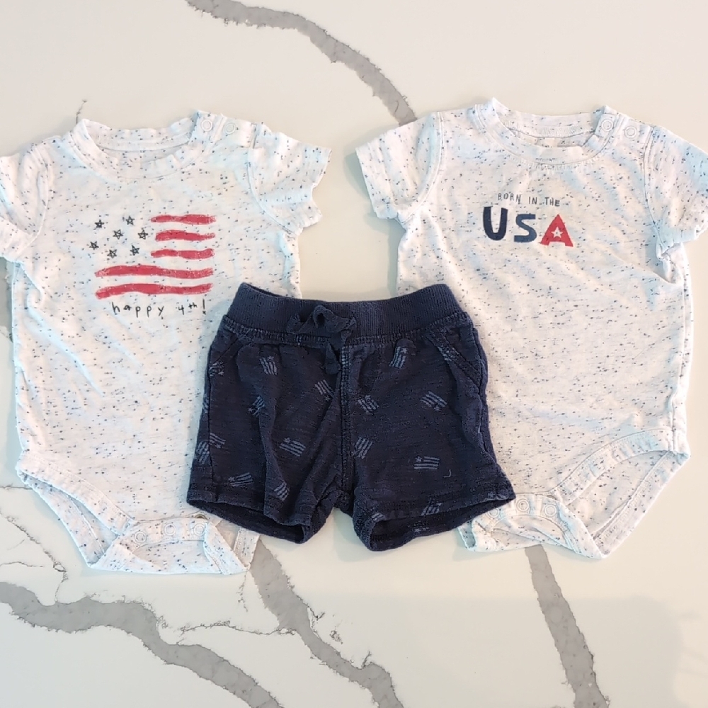 Jumping Beans Baby Patriotic 4th of July Summer Outfit Size 6 Months
